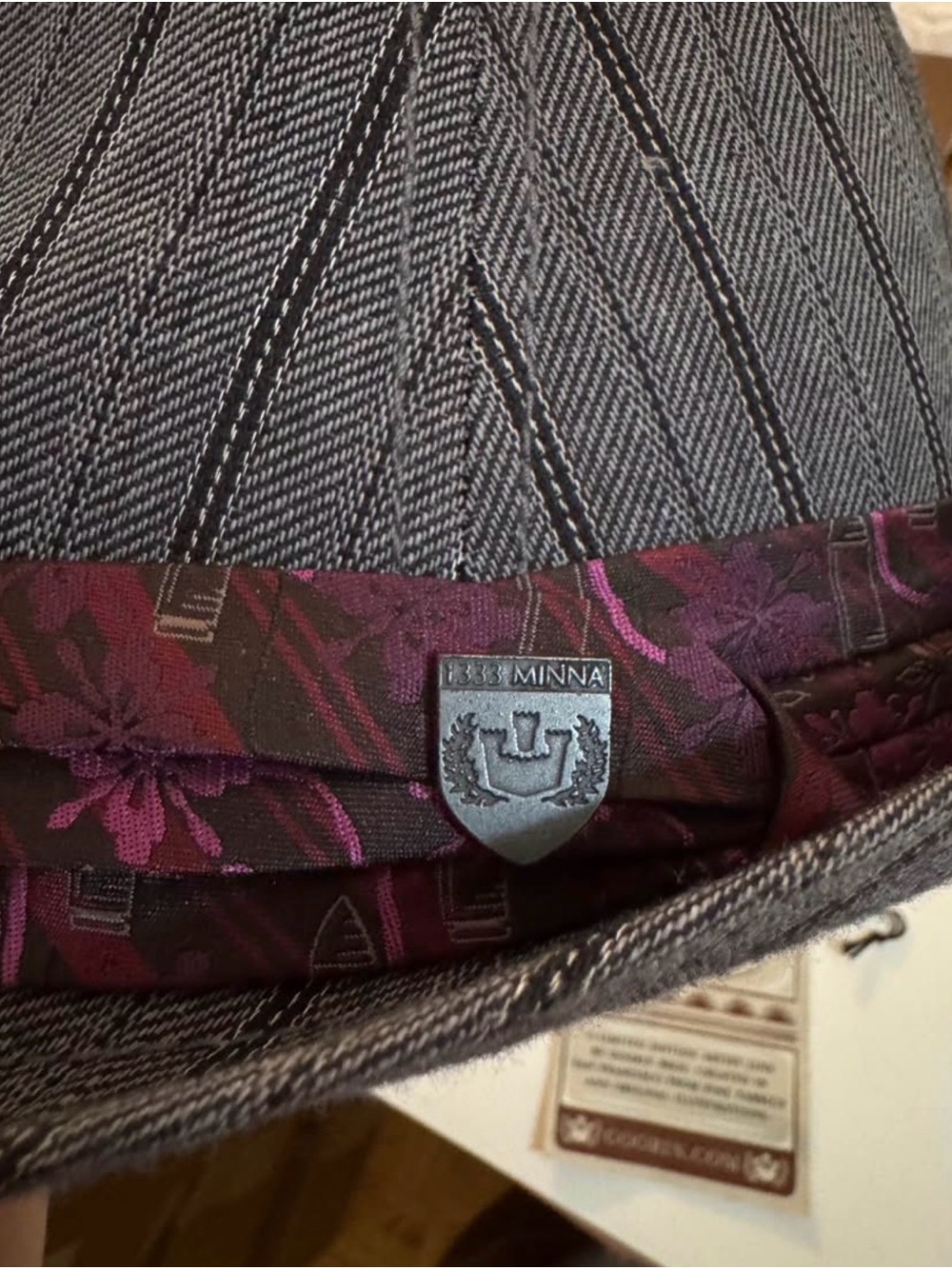 Goorin Bros - Medium - 1333 Minna Gray Pinstripe Fedora with Purple Floral Band